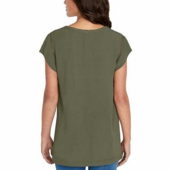 Olive v neck blouse by Buffalo David Bitton M - Picture 2 of 9